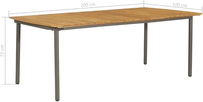 9 Piece Patio Dining Set Solid Acacia Wood and Steel Outdoor Table with 8 Stacking Chairs for Garden Deck Backyard Entertaining Natural Gray