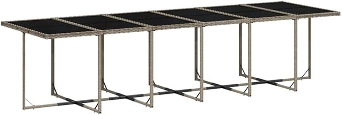 Afuera Living 13-Piece Poly Rattan Patio Dining Set, Dark Gray Finish, 41.7 x 129.9 x 28.7 in, Weather-Resistant UV Materials, Powder-Coated Steel Frame, Compact Storage for Garden or Terrace Outdoor