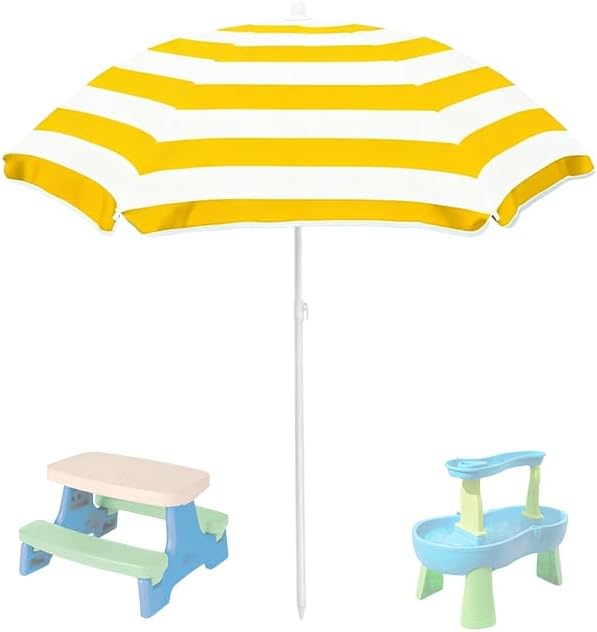 Water Table Umbrella,Kids Beach Umbrella & Picnic Table Shade,Ideal for Sand Play,Camping,Beach Trips,and Garden Fun.Lightweight Yet Durable