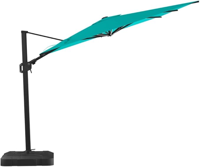 Midtown Umbrellas 9x9 Ft Outdoor Cantilever Patio Umbrella w/Sunbrella Antique Beige - Tilt 360° Rotate Offset Patio Umbrella, Deck Patio Umbrella, Backyard Umbrella & Garden Umbrella - Black Frame