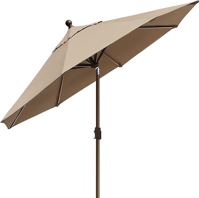 EliteShade USA 10-Year-Non-Fading 10Ft Market Patio Umbrella, UPF 50+ UV Protection Performance Sun Umbrella, Heavy Duty Commercial Grade Outdoor Table Umbrella with Crank & Tilt, Windproof Vented Top for Garden, Pool, Deck and Outdoor Playsets, Heathe...