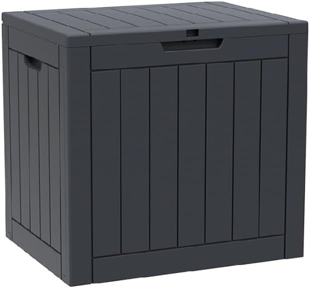 GGYI 35 Gallon Resin Deck Box, Lockable Waterproof Outdoor Storage Container for Patio Cushions, Gardening Tools and Package Delivery(Black)