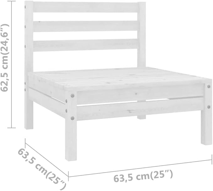 Patio Middle Sofa,Wooden Sofa,Outdoor Furniture,Outdoor Combination Sofa Unit,Patio Conversation Sets,for Garden,Deck,Backyard,White Solid Pinewood