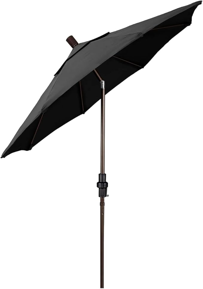 California Umbrella 7.5' Round Crank Lift, Collar Tilt, Aluminum Pole, Fiberglass Rib Patio Umbrella, Bronze Finish