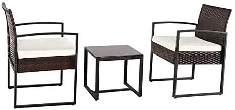 Brown Outdoor Patio Conversation Set Outdoor Wicker Chairs Set of 3, 1 Coffee Table Patio Rattan Dining Chairs Porch Chairs,Outdoor Patio Chairs, Seating for Garden, Backyard, Balcony 62 x 58 x 41cm