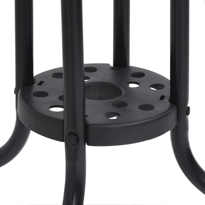 vidaXL Patio Table, Outdoor Dining Table with Glass Top, Garden Table for Front Porch Deck Lawn Backyard Balcony, Modern Style, Black Steel