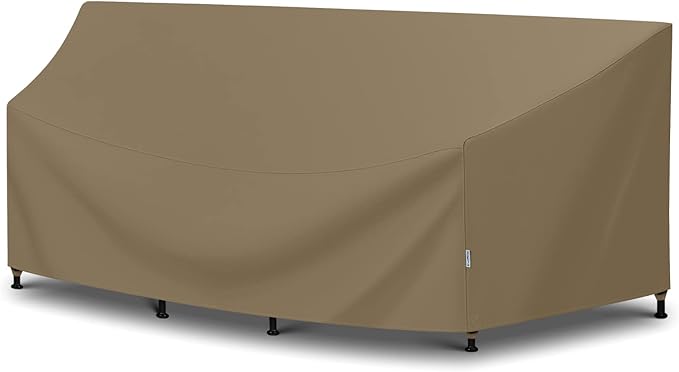 SunPatio Outdoor Sectional Sofa Cover, Heavy Duty Waterproof Curved Furniture Couch Cover 120 Inch, Fade Resistant with Sealed Seam, 120"(back)/82"(front)L x 36"W x 38"/24"H, Taupe