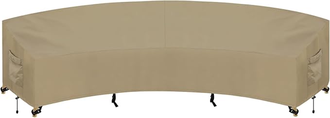 PureFit Outdoor Sectional Sofa Cover Waterproof Curved Patio Furniture Covers for Deck, Lawn and Backyard, 150Lx36Dx38Hx112FL, Camel