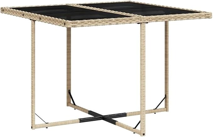 Afuera Living 9-Piece Poly Rattan Patio Dining Set, Beige/Cream Color, Includes Table, 4 Chairs, 4 Stools, Removable Cushions, Weather-Resistant Build, Powder-Coated Steel, Modern Outdoor/Garden