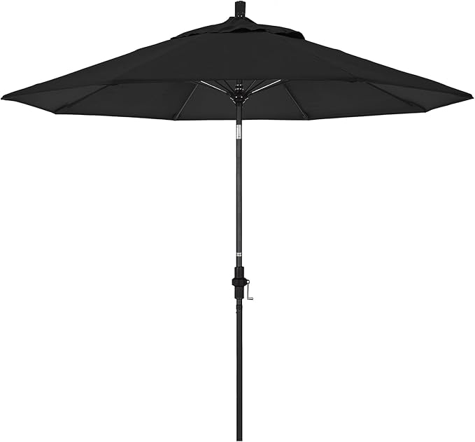 California Umbrella 9' Round Crank Lift, Collar Tilt, Aluminum Pole, Fiberglass Rib Patio Umbrella,