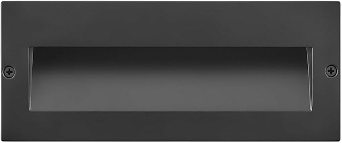 Hinkley Taper 12V Wide Horizontal Step Light, Wet Rated, Stainless Steel Construction, Recessed Mount, Etched Lens, ADA, Matte Black Stainless Finish