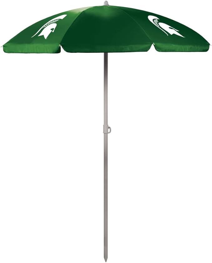 PICNIC TIME NCAA Michigan State Spartans Outdoor Canopy Sunshade Beach Umbrella 5.5' - Small Patio Umbrella - Beach Chair Umbrella