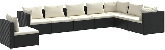 Patio Furniture Sets,Outdoor loveseat,Patio Conversation Sets,8 Piece Patio Lounge Set with Cushions Poly Rattan BlackSuitable for Patio, Garden, Gazebo Low