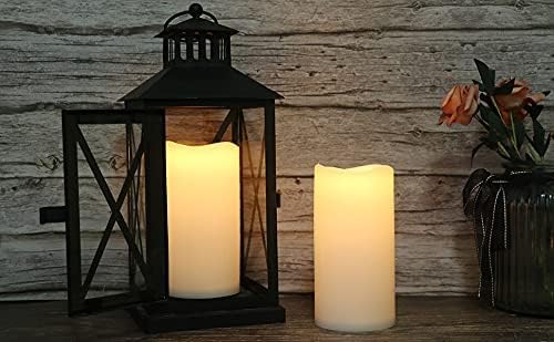 GenSwin 3” x 6 ” Outdoor Waterproof Flameless Pillar Candles with Timer, Battery Operated LED Flickering Warm Light for Outdoor Lantern, Set of 2