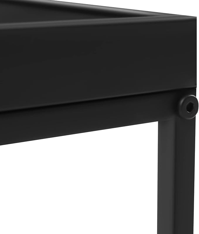 Tray Metal End Table, Sofa Table Small Side Table, Accent Coffee Table, Waterproof Outdoor & Indoor Snack Table, 23.2" L x 23.2" W x 14.2" H, Black