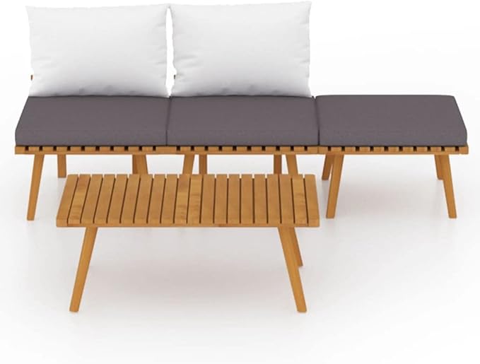 Patio Lounge Set with Cushions,Patio Furniture Sets,Patio Conversation Sets,Outdoor Furniture Sets,for Garden,Backyard,Outdoor,4 Piece Solid Acacia Wood