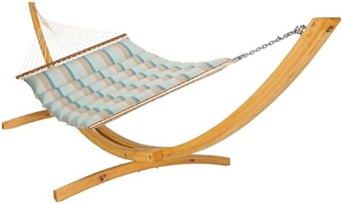 Hatteras Hammocks Gateway Mist Sunbrella Pillowtop Hammock with Free Extension Chains & Tree Hooks, Handcrafted in The USA, Accommodates 2 People, 450 LB Weight Capacity, 13 ft. x 55 in.