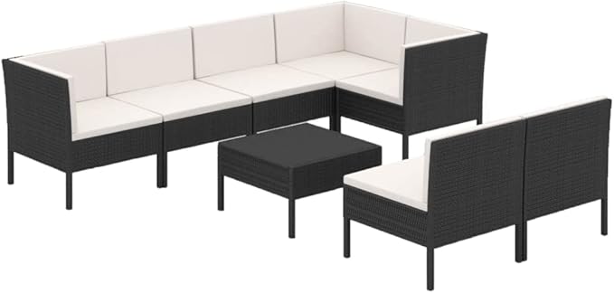 8 Piece Patio Lounge Set with Cushions,Patio Sofa,Outdoor Daybed,Patio Seating,Outdoor Furniture Sets,Patio Conversation Sets,Modern Set,Outdoor Patio Chairs,Patio Furniture Set, Poly Rattan Brown