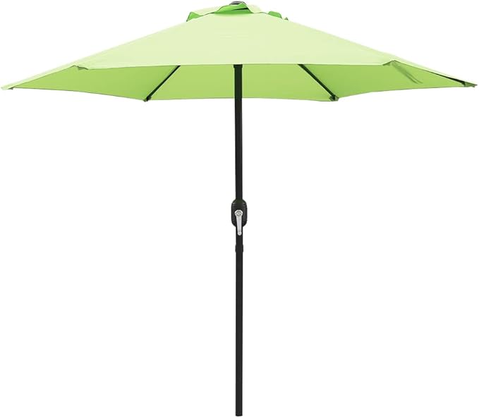 7.5 Feet Outdoor Umbrella with Crank Weather Resistant Umbrella Durable 6 Sturdy Steel Ribs Market Outdoor Table Umbrella Green