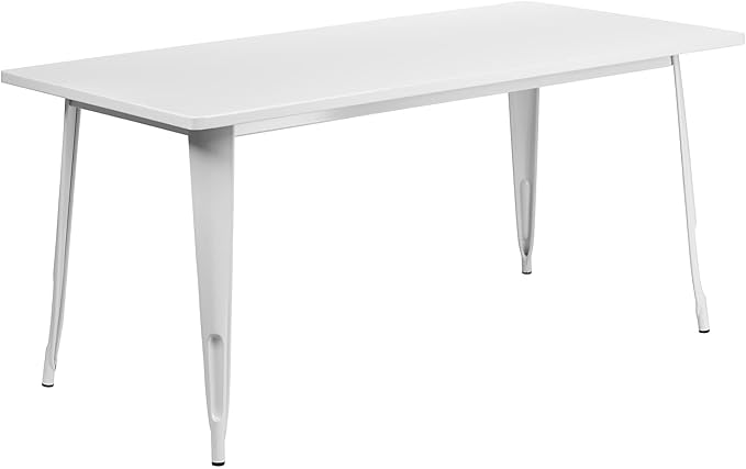 Flash Furniture Charis Commercial Grade 31.5" x 63" Rectangular White Metal Indoor-Outdoor Table