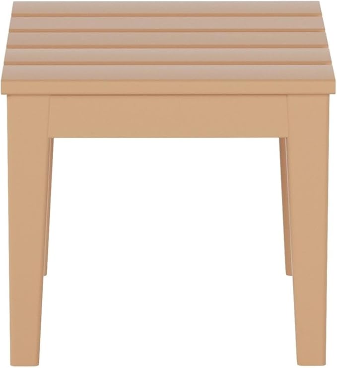 Costaelm Small Outdoor Side Table, Patio End Table Weather Resistant Outdoor Coffee Table, Square Conversation Table for Indoor, Porch, Balcony, Garden, Poolside, Deck, Teak
