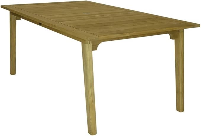 Royal Teak Collection Admiral Dining Table, 40x70-Inch Outdoor Rectangular Teak Table with Umbrella Hole, Wooden Dining Tables, Residential and Commercial Outdoor Furniture (ADT70)
