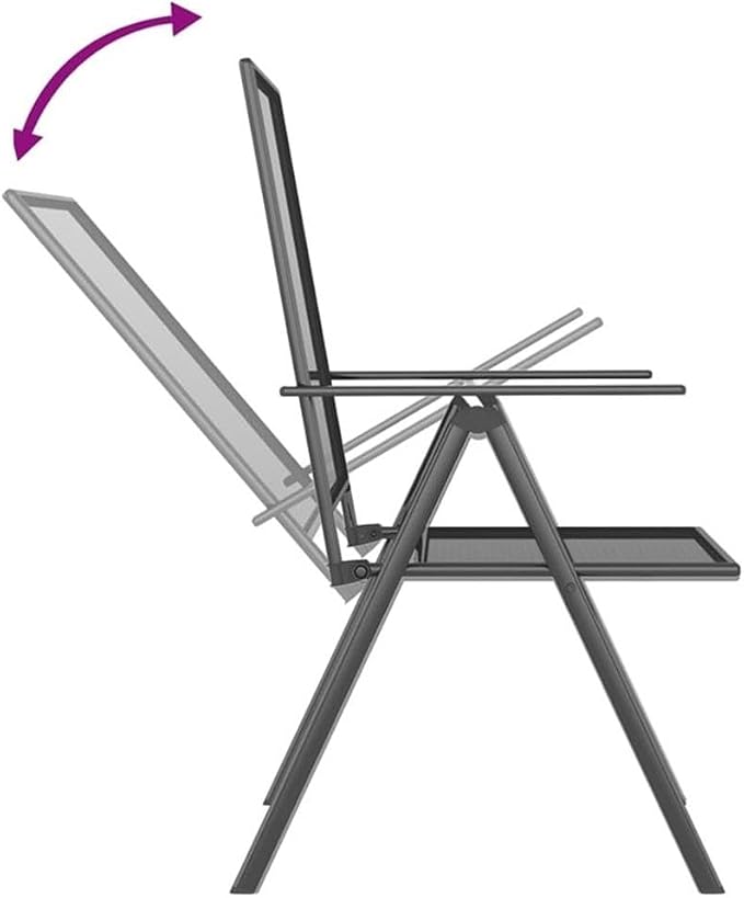 Afuera Living Steel 7-Piece Patio Dining Set, Anthracite Gray Finish, Adjustable Reclining Chairs, Foldable Design, Powder-Coated Rust-Resistant Outdoor Garden or Terrace Table and Chairs Set for 6