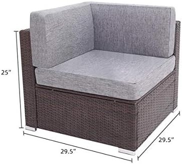 HopeHope 4 Pieces Conversation Sets Outdoor Rattan Sectional Sofa- Patio Wicker Furniture Set