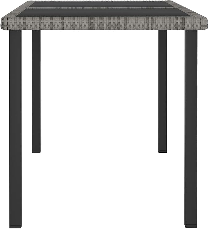 7 Piece Poly Rattan Patio Dining Set Gray | Steel Frame, Weather Resistant PE Rattan, Removable Seat Cushions, Lightweight