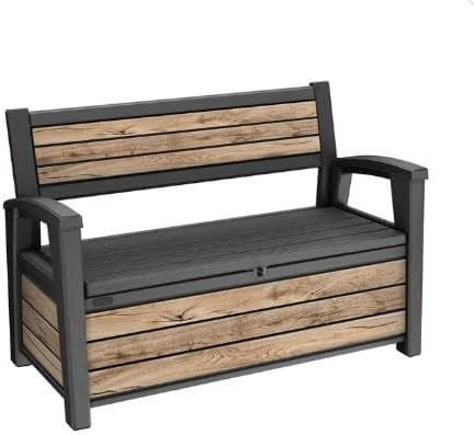 60 Gallon Plastic Resin Weather Resistant Outdoor Backyard Patio Storage Deck Box (Ash Wood Brown)
