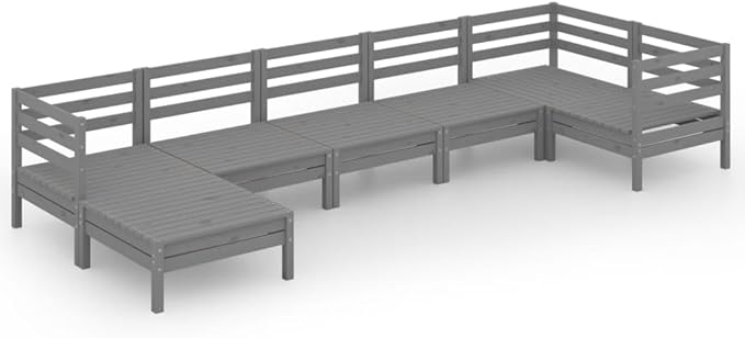 7 Piece Patio Lounge Set, Outdoor Dining Sets Patio Conversation Set Porch Furniture Set Garden Lounge Set for Piazza Negotiation Area Garden Poolside Solid Pinewood Gray