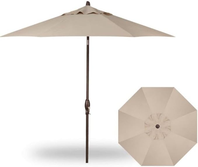 Treasure Garden 9-Foot Patio Umbrella - Outdoor Furniture Market Umbrella – Auto Tilt – Bronze Aluminum Frame (Obravia, Khaki)