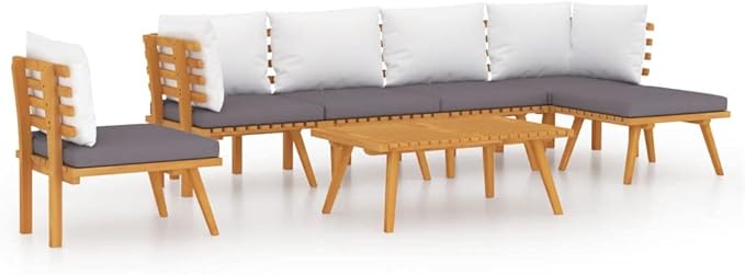 Patio Lounge Set with Cushions,Patio Furniture Sets,Patio Conversation Sets,Outdoor Furniture Sets,for Garden,Backyard,Outdoor,7 Piece Solid Acacia Wood