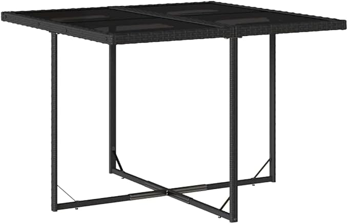 5-Piece Garden Dining Set, Black and Cream Wicker Outdoor Furniture with 4 Cushioned Chairs and Table, Space-Saving Patio Dining Set for Balcony, Terrace and Backyard