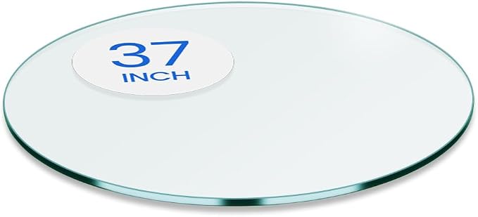 Dulles Glass 37 inch Round Glass Table Top - Tempered - 1/4" Thick Glass Surface, Safe Flat Polished, Multipurpose for Dining Table, Patio, Coffee and End Table