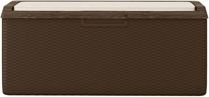 48.8"x48.8" Brown Large Outdoor Storage Box PP Deck Box 92.5 Gal Patio Cushion & Tool Chest Modern Matte Finish for Garden Backyard Porch