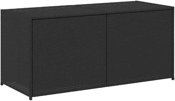 Garden Storage Box, 75 Gallon Large Outdoor Deck Box for Patio Cushions and Garden Tools, Black PE Rattan Woven Storage Chest with Gas Spring Lift and Inner Bag, 47.2 Inch