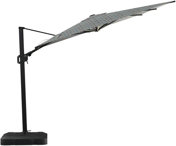 Midtown Umbrellas 9x9 Ft Outdoor Cantilever Patio Umbrella w/Sunbrella Forrest Green Fabric - Tilt 360° Rotate Offset Patio Umbrella, Deck Patio Umbrella, Backyard Umbrella & Garden Umbrella - Black Frame