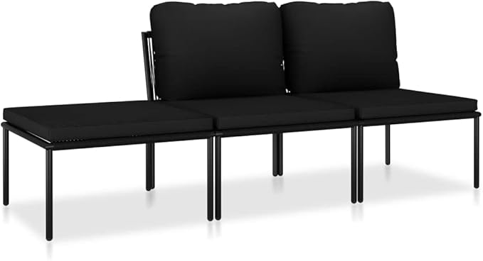 Patio Lounge Set with Cushions,Outdoor Furniture,Outdoor Furniture Sets,Patio Conversation Sets,for Garden,Deck,Backyard,3 Piece Black PVC