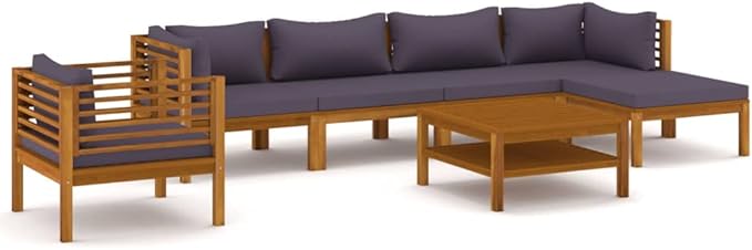 Patio Lounge Set with Cushion,Patio Furniture Sets,Patio Conversation Sets,Outdoor Furniture Sets,for Garden,Backyard,Outdoor,7 Piece Solid Acacia Wood