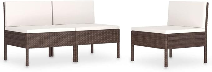 Patio Chairs with Cushions,Outdoor Sofa,Outdoor Conversation Sets,Leisure Chairs,Garden Chairs,for Swimming Pools,Decks,Gardens,Backyards,3 pcs Poly Rattan Brown