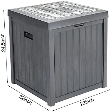 51 Gallon Outdoor Storage Box, Weather-Resistant Plastic Resin Deck Box with Wheels and Waterproof, Patio Garden Furniture Box Easy to Move and Assemble (Grey, 51-Gallon)