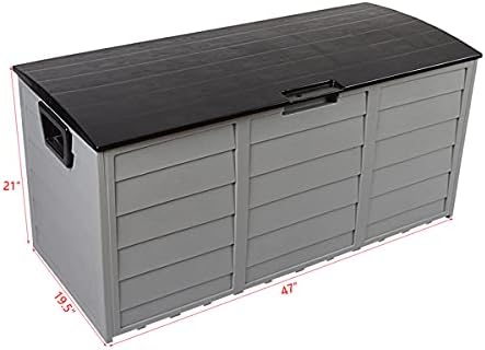75 Gallon Resin Deck Storage Box, Waterproof Outdoor Garden Deck Bin Patio Storage Deck Box with 2 Wheels, Outdoor Storage Container Furniture for Patio, Pool, Garden, Garage,Porch, Backyard (Black)