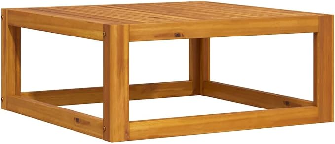 vidaXL Solid Acacia Wood Coffee Table - Square Outdoor Patio Garden Deck Table with Oil Finish, 26.7"x26.7"x11.4"