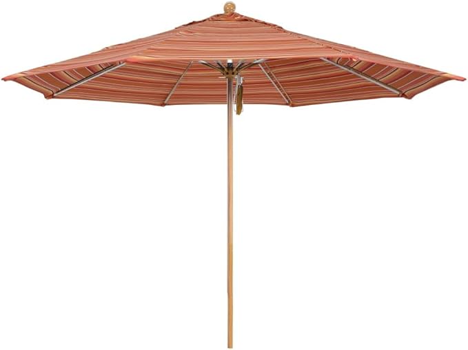 California Umbrella 11' Rd. Venture Series Contract Grade Patio Umbrella, Pulley Open, Silver Finish, Sunbrella Dolce Mango