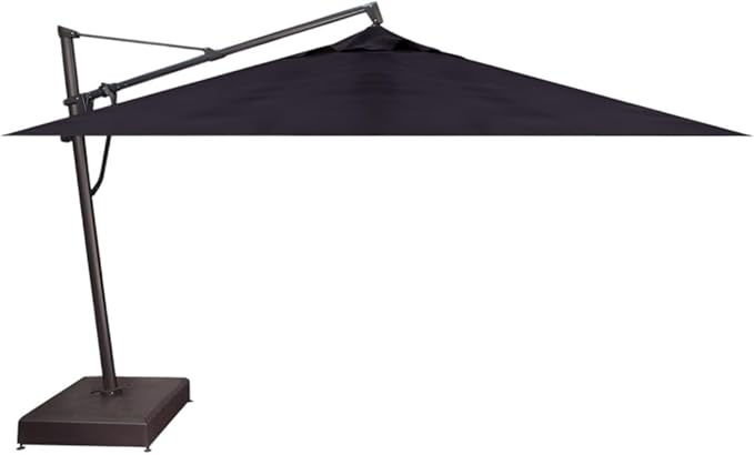 Treasure Garden AKZ PLUS Cantilever Umbrella 10'x13' Rectangular Obravia Navy Canopy and Black Frame with Stationary Base