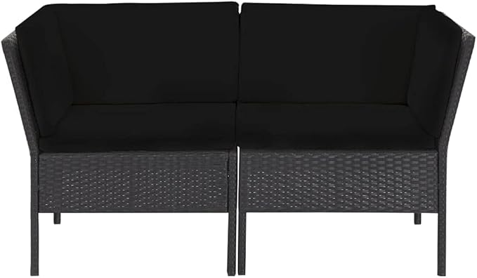Patio Lounge Set with Cushions,Outdoor Furniture,Outdoor Furniture Sets,Patio Conversation Sets,for Garden,Deck,Backyard,6 Piece Poly Rattan Black