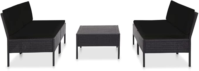 Patio Sofa Set with Cushions,Patio Lounge Set,Outdoor Furniture,Outdoor Furniture Sets,Patio Conversation Sets,for Garden,Deck,Backyard,5 Piece Poly Rattan Black