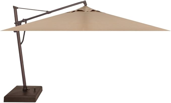 Treasure Garden AKZ PLUS Cantilever Umbrella 10'x13' Rectangular Sunbrella Heather Beige Canopy and Bronze Frame with Rolling Base