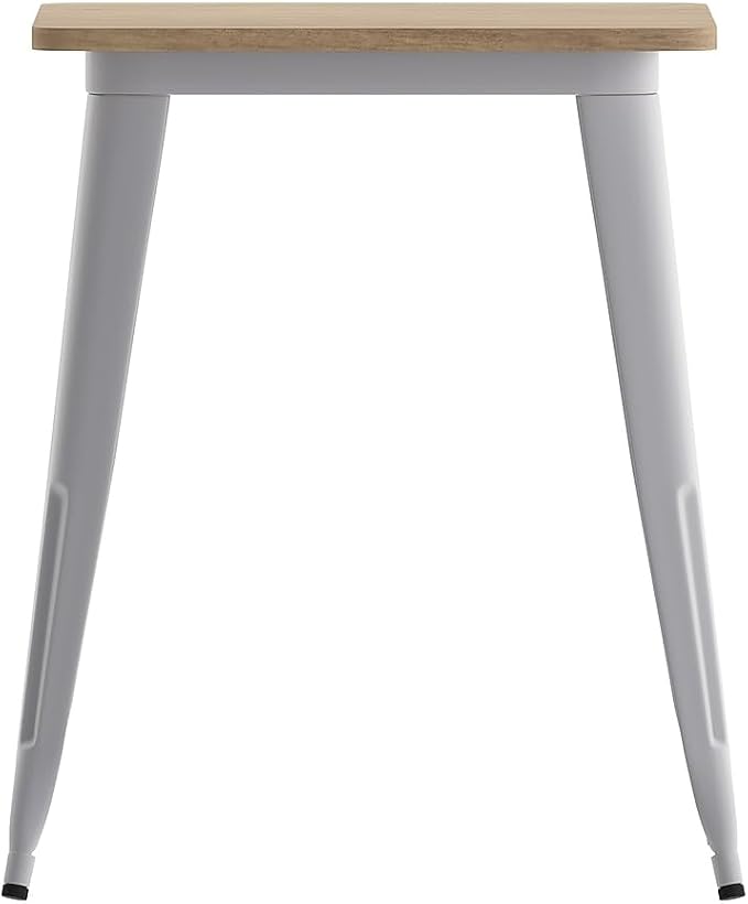 Flash Furniture Declan Commercial Outdoor Dining Table, All Weather Poly Resin Top with Steel Base, 23.75" Square, Brown/Silver